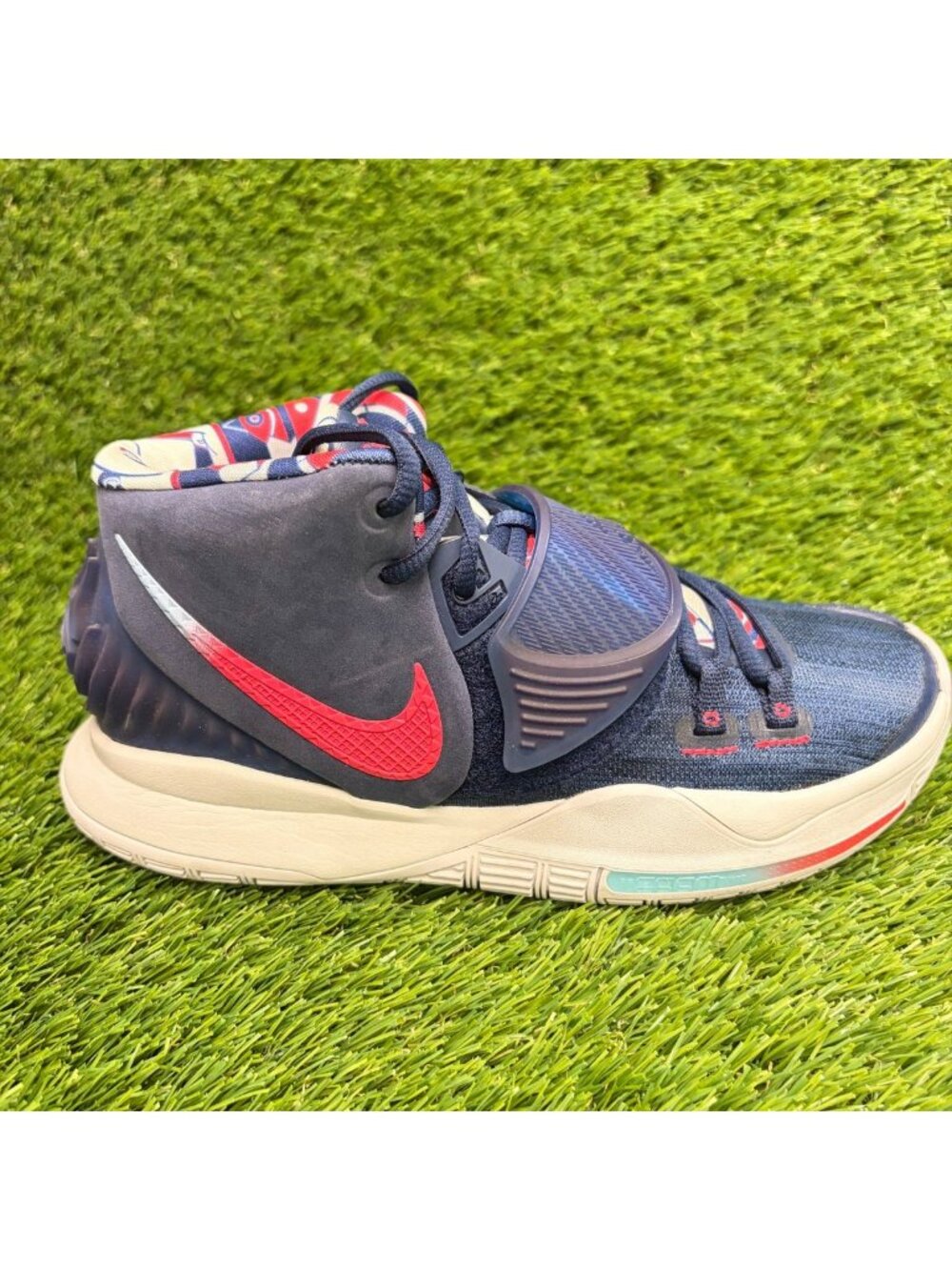Nike Kyrie 6 USA Boys Size 4.5Y Blue White Athletic Basketball Shoes Sneakers